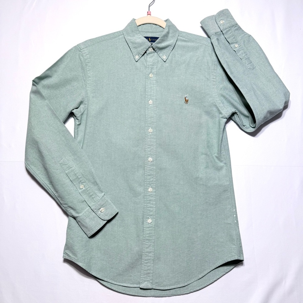 NEW Ralph Lauren Men's Green Button-Down Slim Fit Oxford Shirt Size SP Perfect - Picture 2 of 9